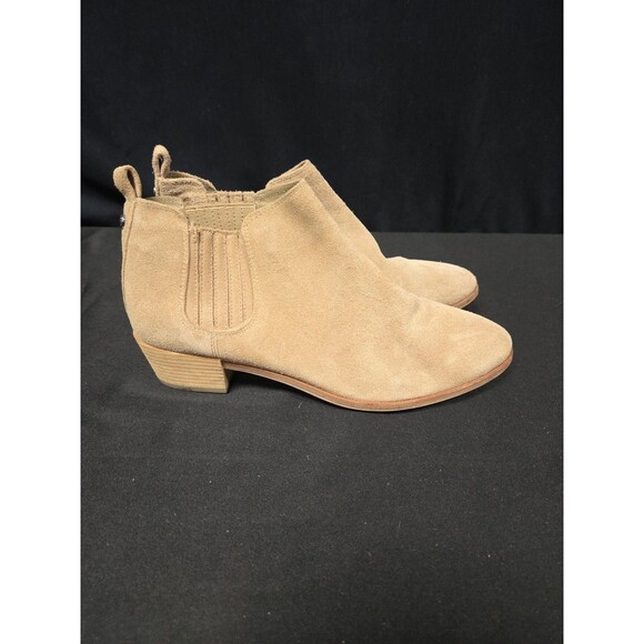 Michael Kors Boots Womens 8M Shaw Chelsea Booties Beige Suede Block Heels Ankle - Picture 3 of 6